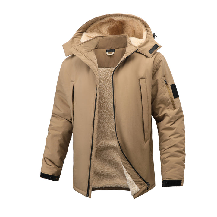 Herren  isolierte sherpa-gefütterte Parka mit Kapuze und Reißverschluss sowie Utility-Ärmeltasche Drune