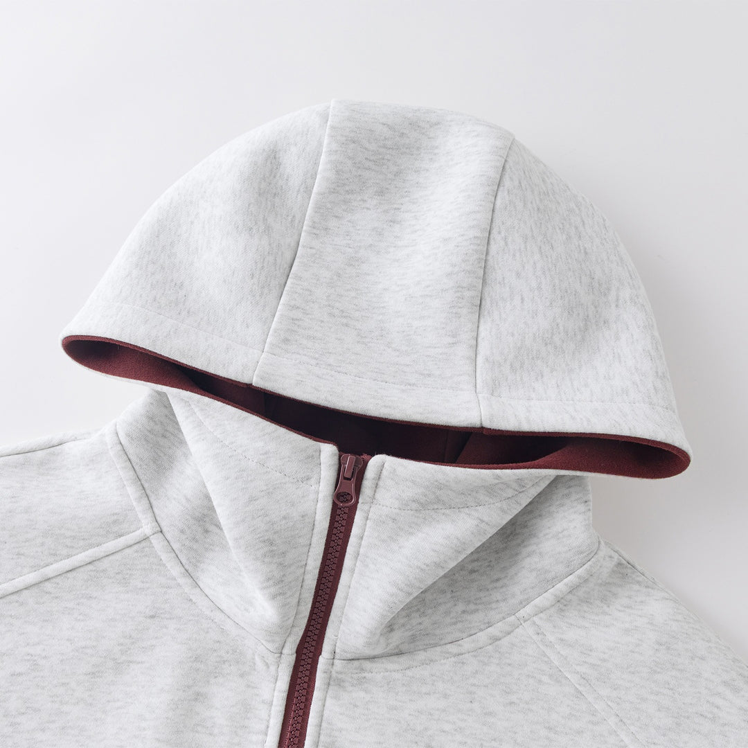 Herren Boxy-Kurz-Kapuzenjacke mit kontrastiertem Futter und durchgehendem Reißverschluss Drune