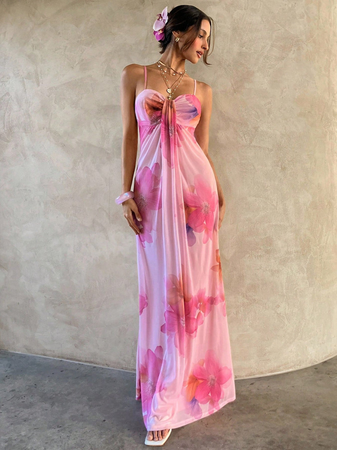 Damen Maxikleid mit floralem Design Drune