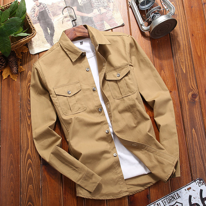 Herren Hemdjacke im Utility‑Look mit aufgesetzten Brusttaschen Drune