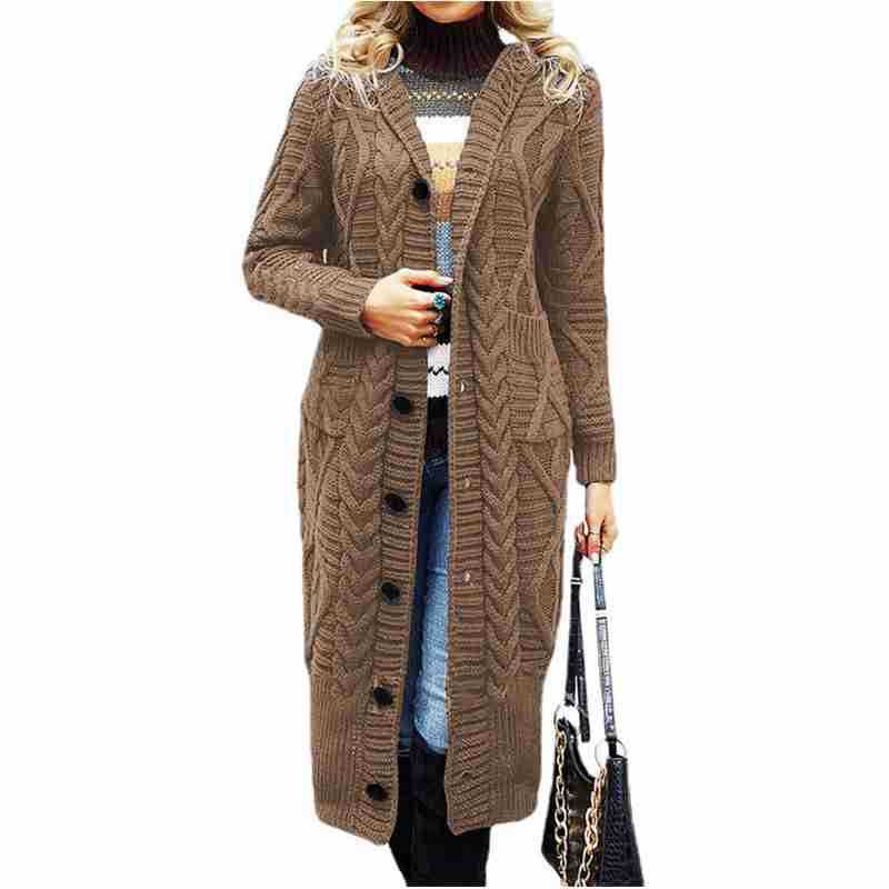Damen Grobstrickmantel mit strukturiertem Zopfdesign und praktischen Taschen Drune