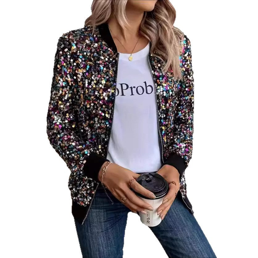 Damen Funktionsjacke mit glitzerndem Paillettendesign und bequemen Bündchen Drune