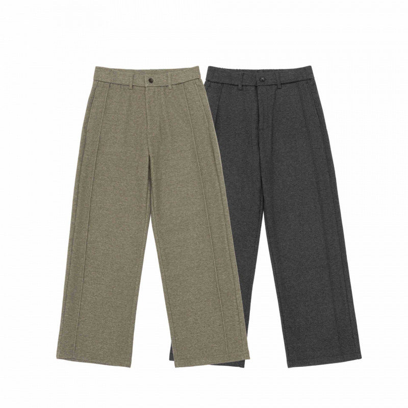 Damen Weite Wollmix-Hose mit Bügelfalte, Hoher Bund und geradem Bein Drune