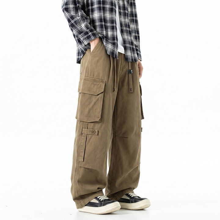 Herren Extraweite Baggy-Cargo-Hose mit Elastikbund, Tunnelzug und Mehrfach‑Utility‑Taschen Drune