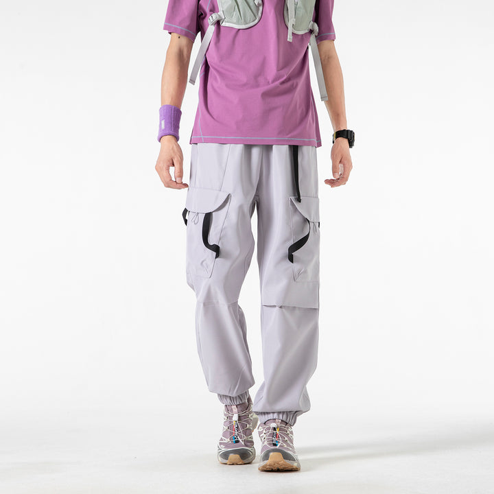 Herren Utility-Cargohose im Joggerstil mit Elastikbund, Klapp-Taschen und verstellbaren Riemen Drune