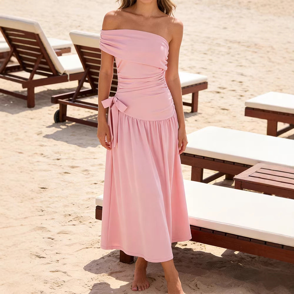 Damen Wickelkleid mit verstellbarem Taillengürtel und asymmetrischem Ausschnitt Drune