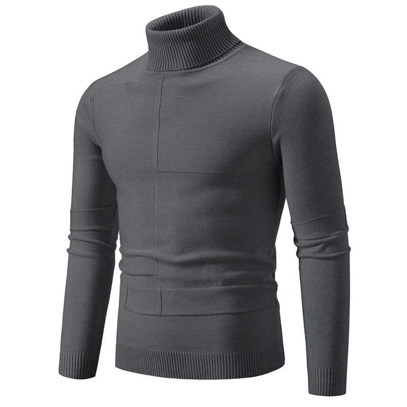 Herren nan feiner Rollkragenpullover mit Strukturnähten, slim-fit und geripptem Bündchen Drune