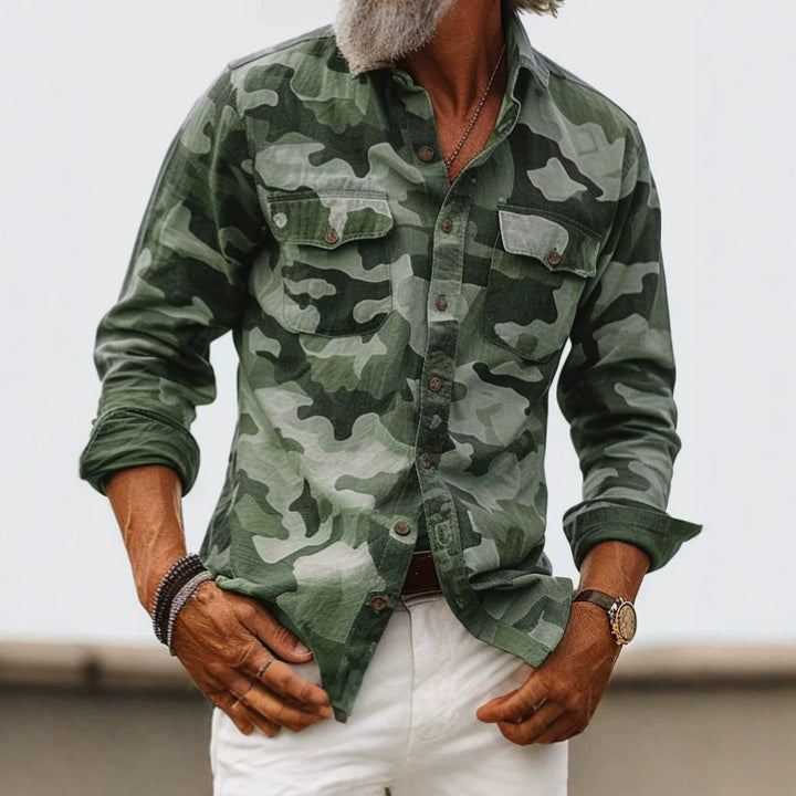 Herren Camouflage-Langarmhemd