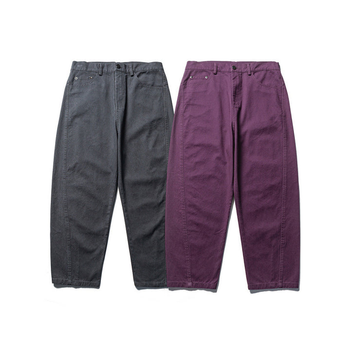 Herren Konisch geschnittene Twill-Hose mit hoher Taille und fünf Taschen Drune