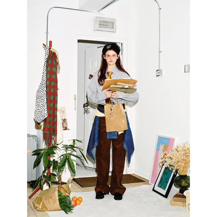 Unisex Oversized Karo-Hemd im Relaxed-Fit mit abgerundetem Saum Drune