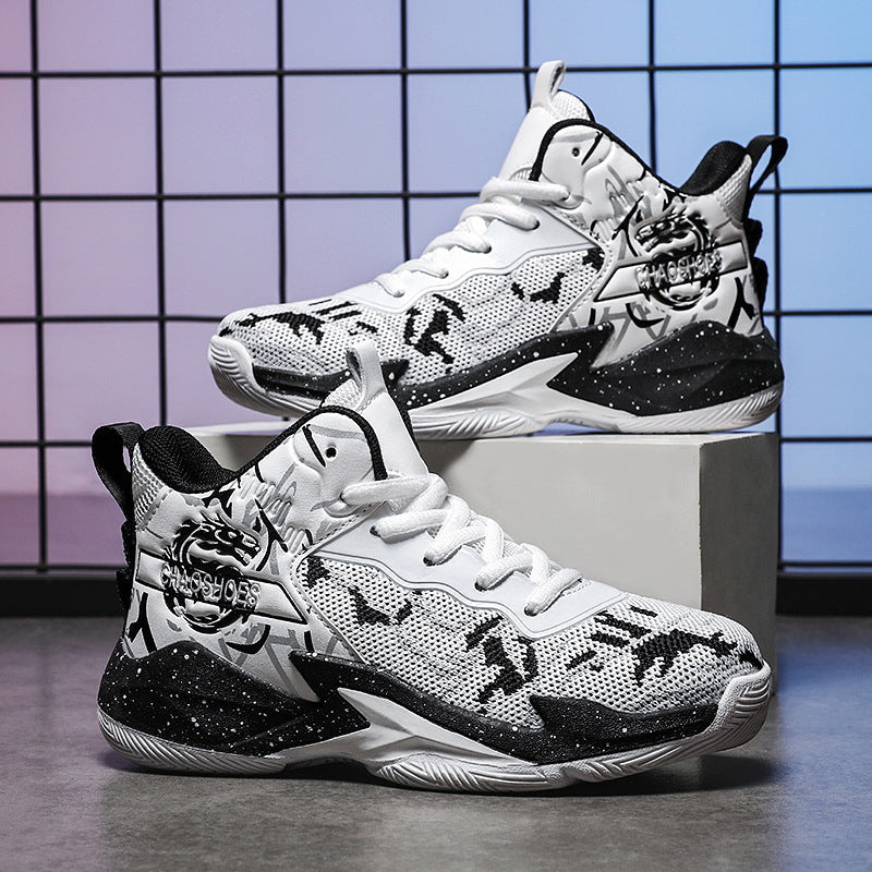 Herren High-Top Basketball-Sneaker mit gestricktem Mesh-Obermaterial, stabiler Fersenkappe und griffiger Profillaufsohle Drune
