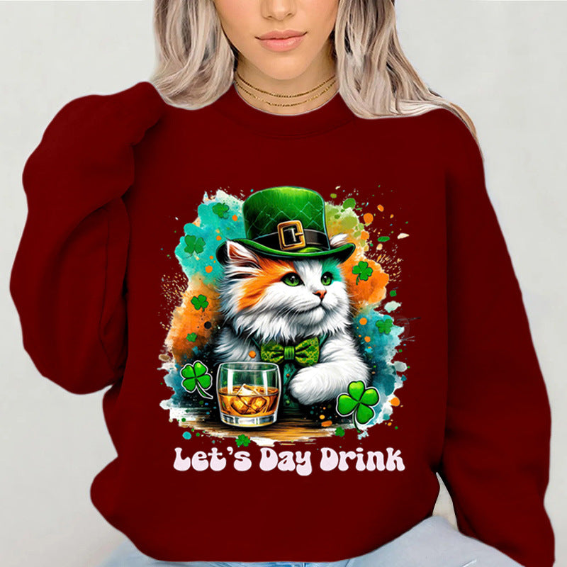 Damen Sweatshirt mit lustigem Katzenmotiv und inspirierendem Schriftzug Drune