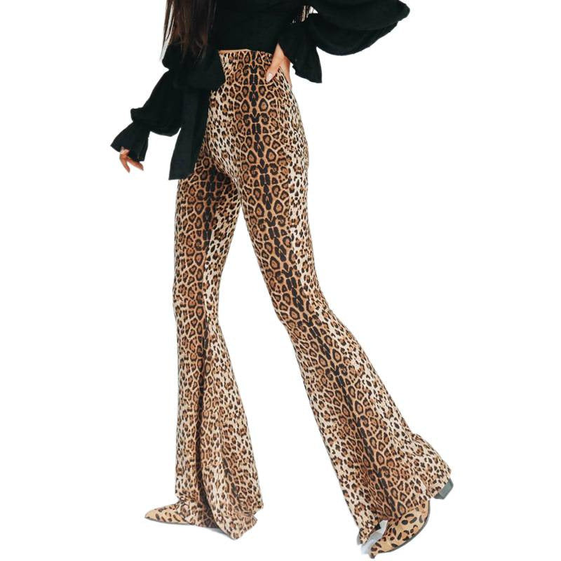 Damen Flared Jeans mit stilvollem Leopardenmuster Drune