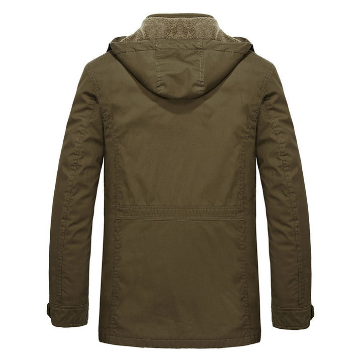 Herren gefütterter Field-Parka mit Kapuze und Multifunktions-Taschen Drune