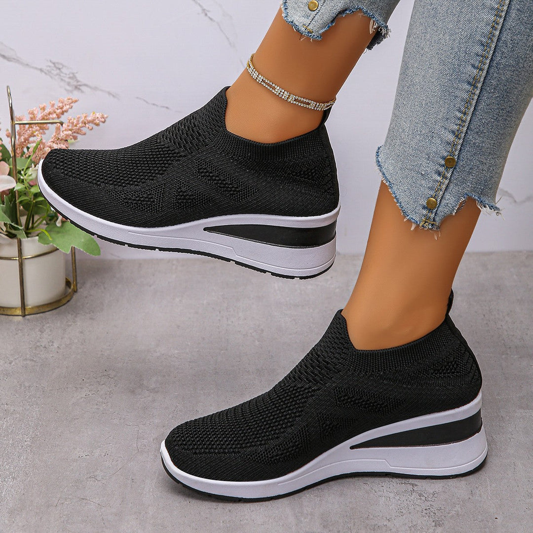Damen Komfortable Wedge-Sneaker aus atmungsaktivem Strickmaterial Drune
