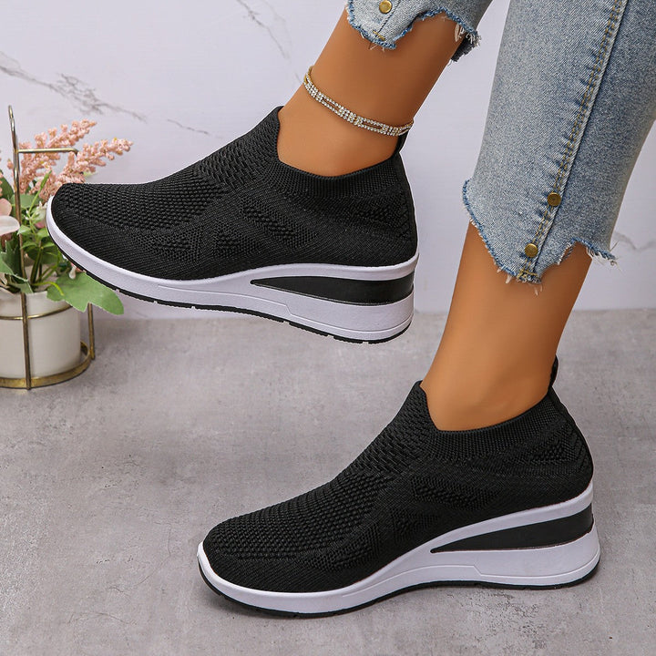 Damen Komfortable Wedge-Sneaker aus atmungsaktivem Strickmaterial Drune