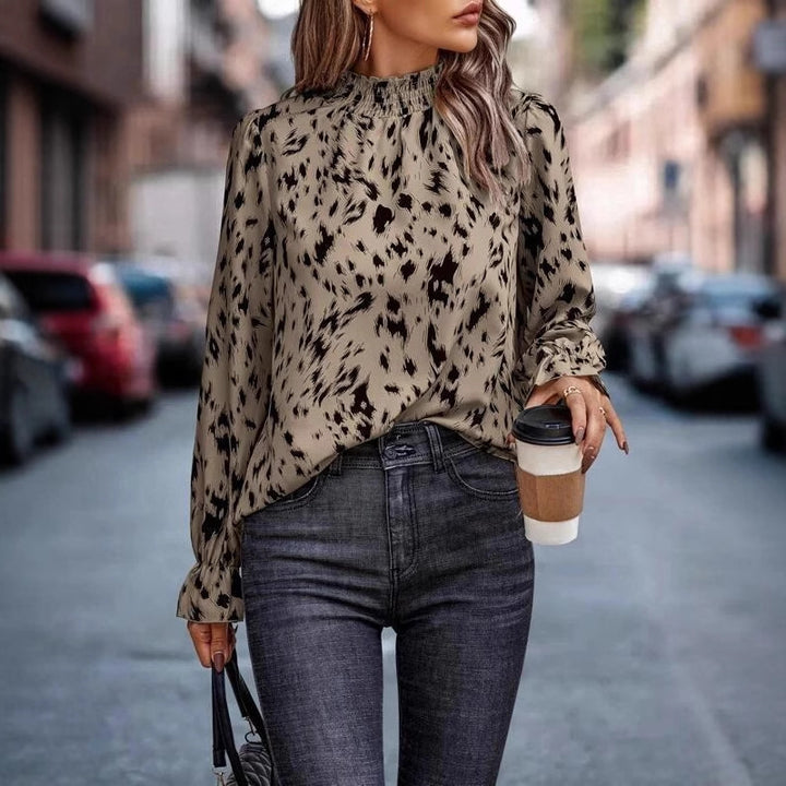 Damen Bluse mit eleganter Raffung und stylischem Muster Drune