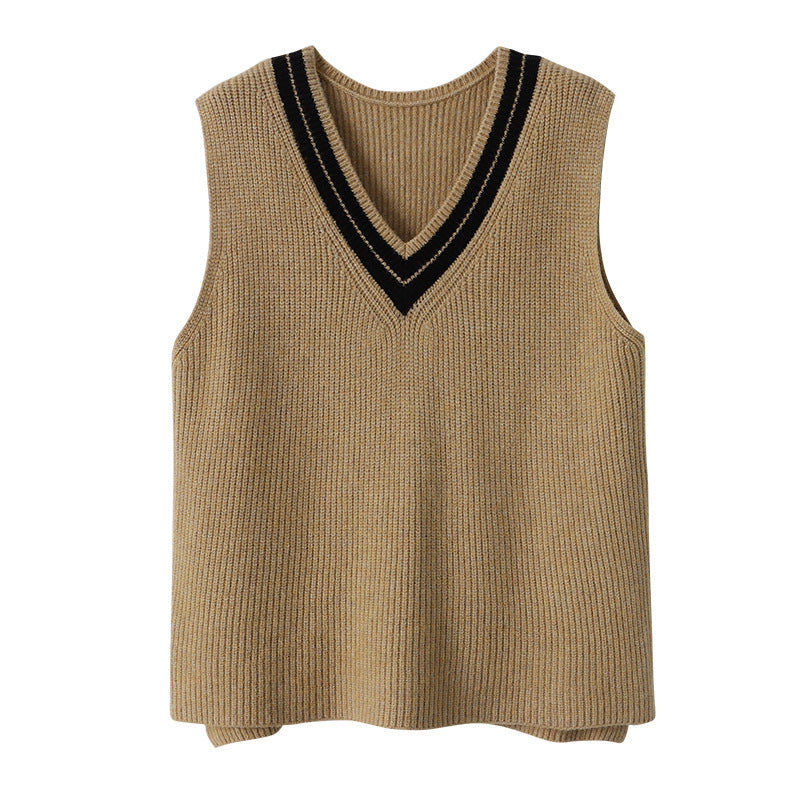 Damen Strickpullover Weste mit V-Ausschnitt Drune