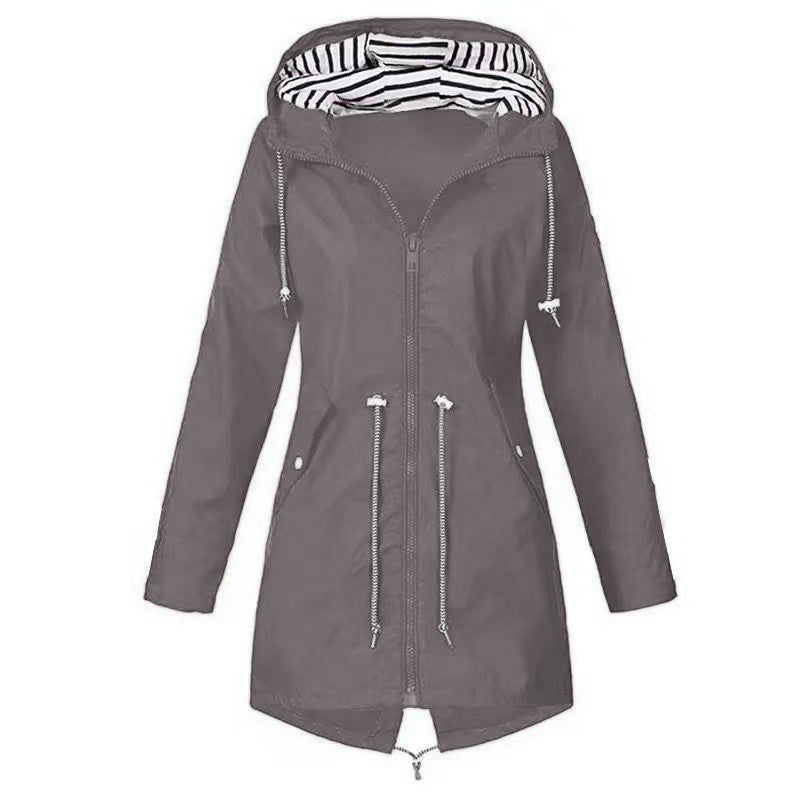 Drune | Damen Wasserdichte Regenjacke Mit Kapuze Und Blumenmuster | Perfekt Für Outdoor Aktivitäten