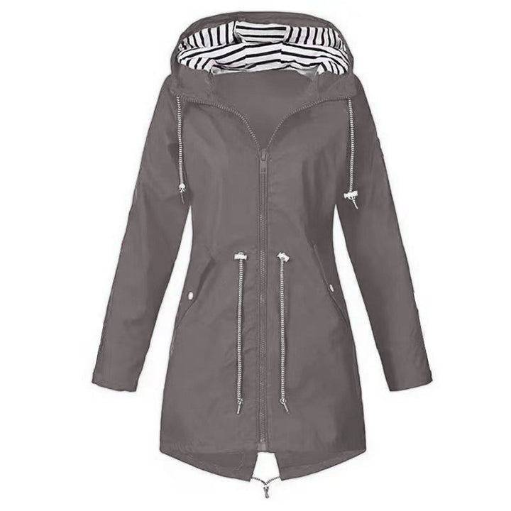 Drune | Damen Wasserdichte Regenjacke Mit Kapuze Und Blumenmuster | Perfekt Für Outdoor Aktivitäten