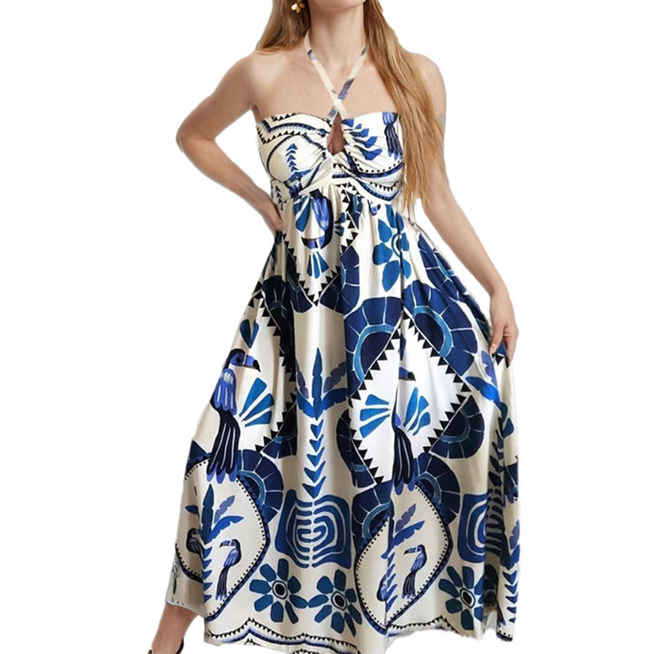 Damen Elegantes Sommer-Maxikleid mit Bandeau-Ausschnitt und floralem Druck Drune