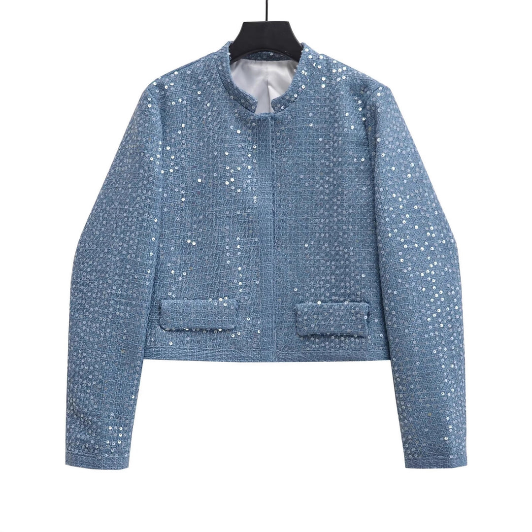 Damen Kurzblazer aus Bouclé‑Tweed mit Pailletten und Pattentaschen Drune