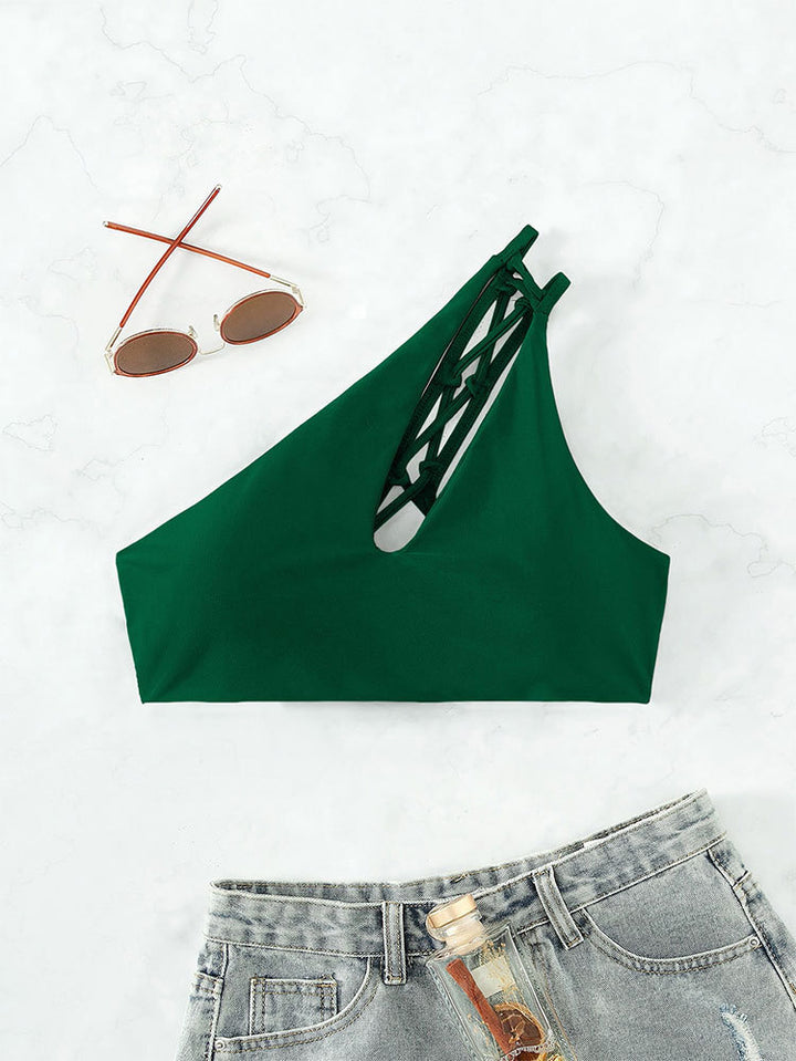 Damen Cropped Badeoberteil mit asymmetrischem Design und elegantem Cut-Out Drune