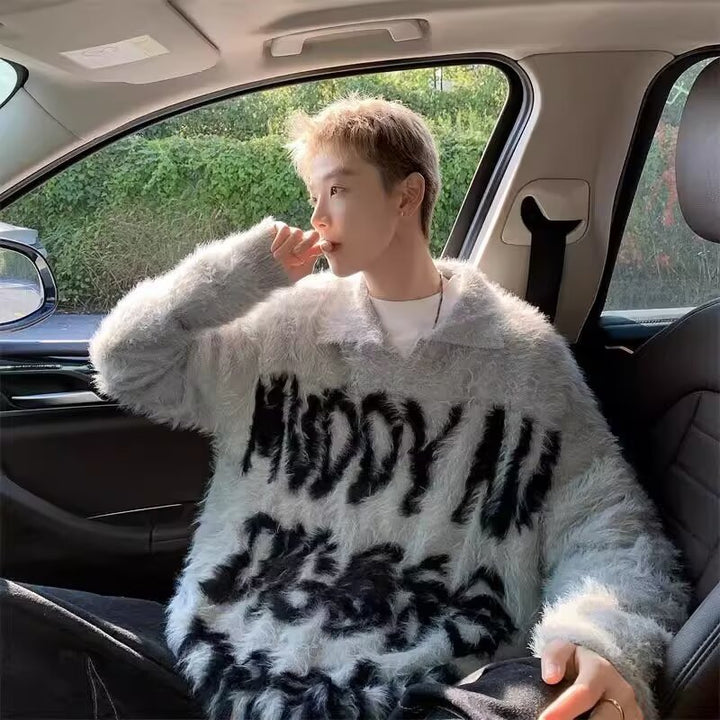 Damen Modischer Pullover mit einzigartigem Schriftzug Drune