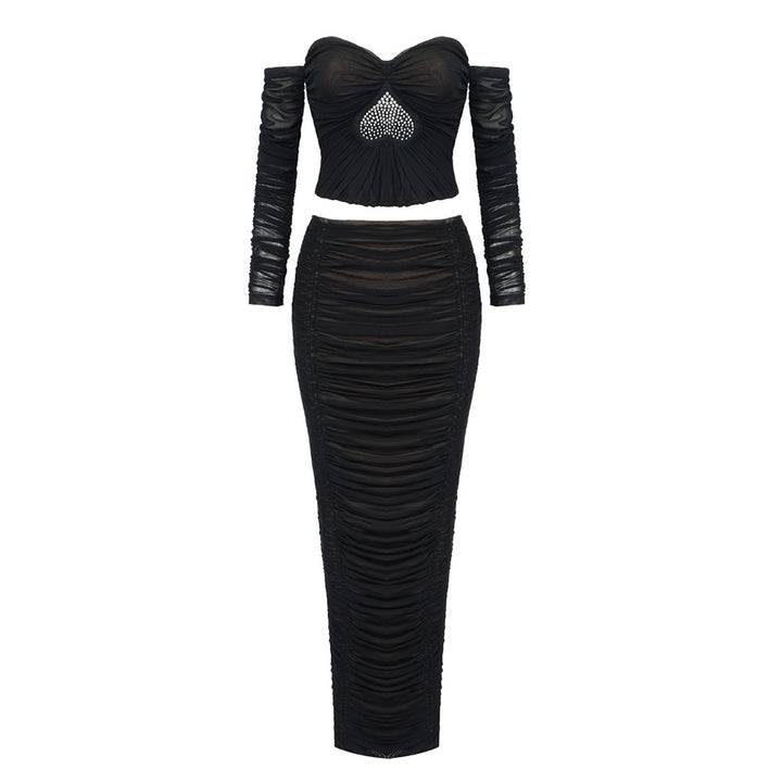 Damen Elegant geschnittenes 2-teiliges Set mit Rüschen und Herz-Ausschnitt Drune