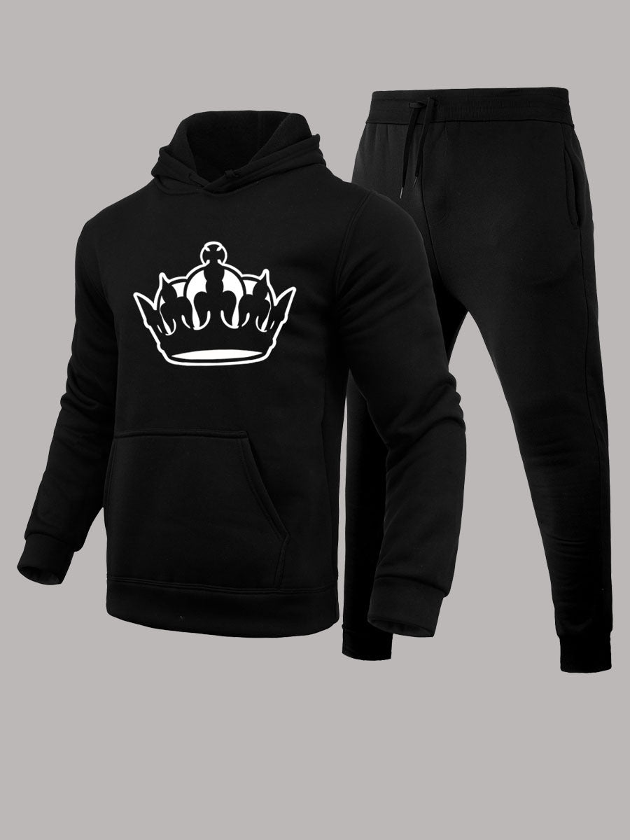 Damen Hoodie und Jogginghose Set mit stilvollem Kronenmotiv Drune