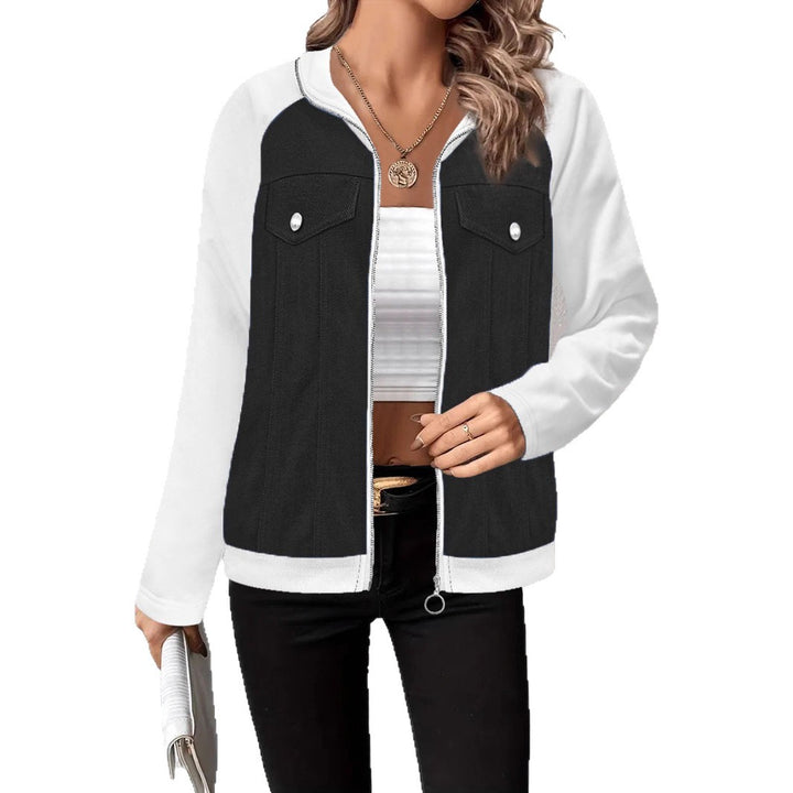 Damen Denim-Mix Blousonjacke mit Reißverschluss und Brusttaschen Drune