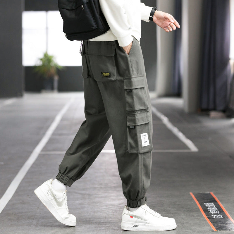 Herren nan Cargo-Joggerhose mit mehreren aufgesetzten Taschen, elastischem Bund und gekräuselten Knöcheln Drune