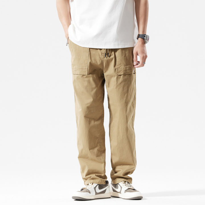 Herren Baggy-Cargo-Hose im Workwear-Look mit elastischem Kordelbund, aufgesetzten Klapptaschen und verstärkten Nähten Drune