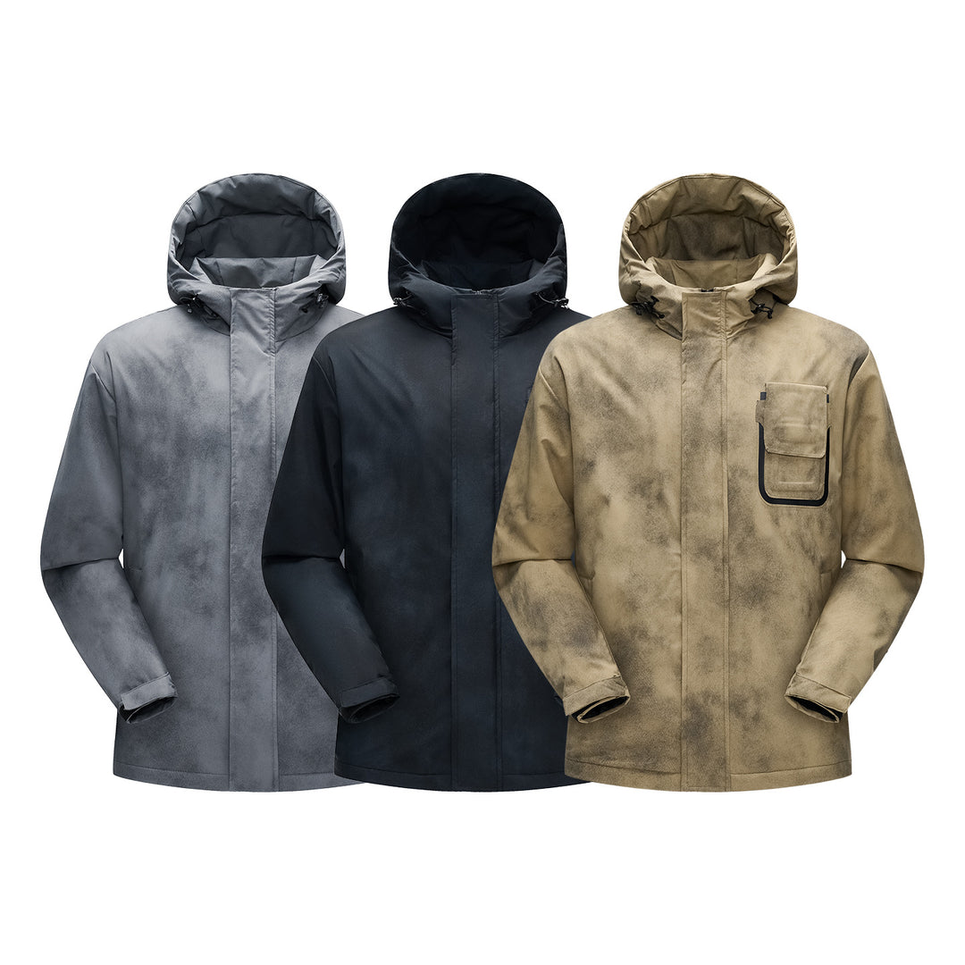 Herren Minimalistische technische Shell-Jacke mit Kapuze und Utility-Brusttasche Drune