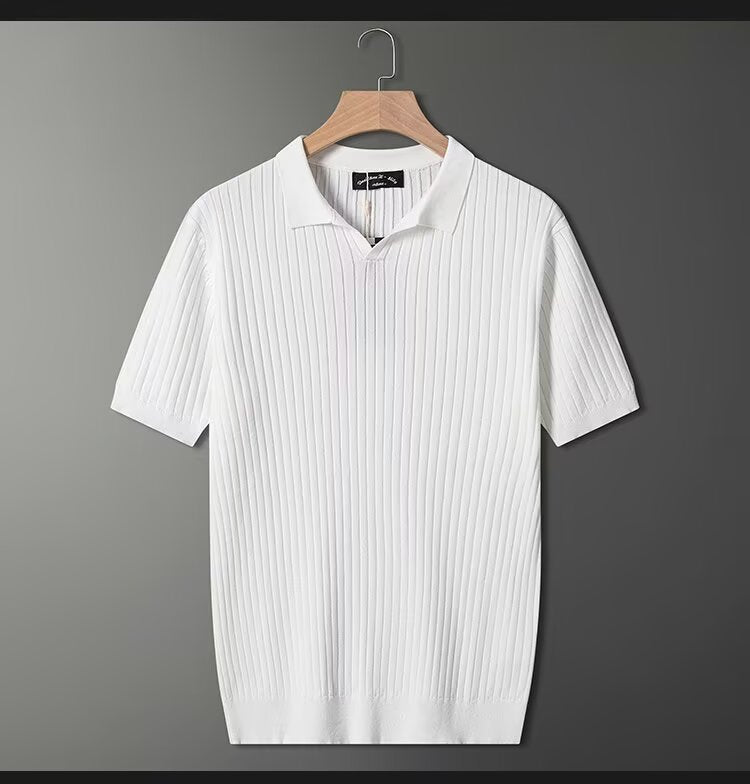 Herren Modisches Kurzarm-Strick Polohemd Drune