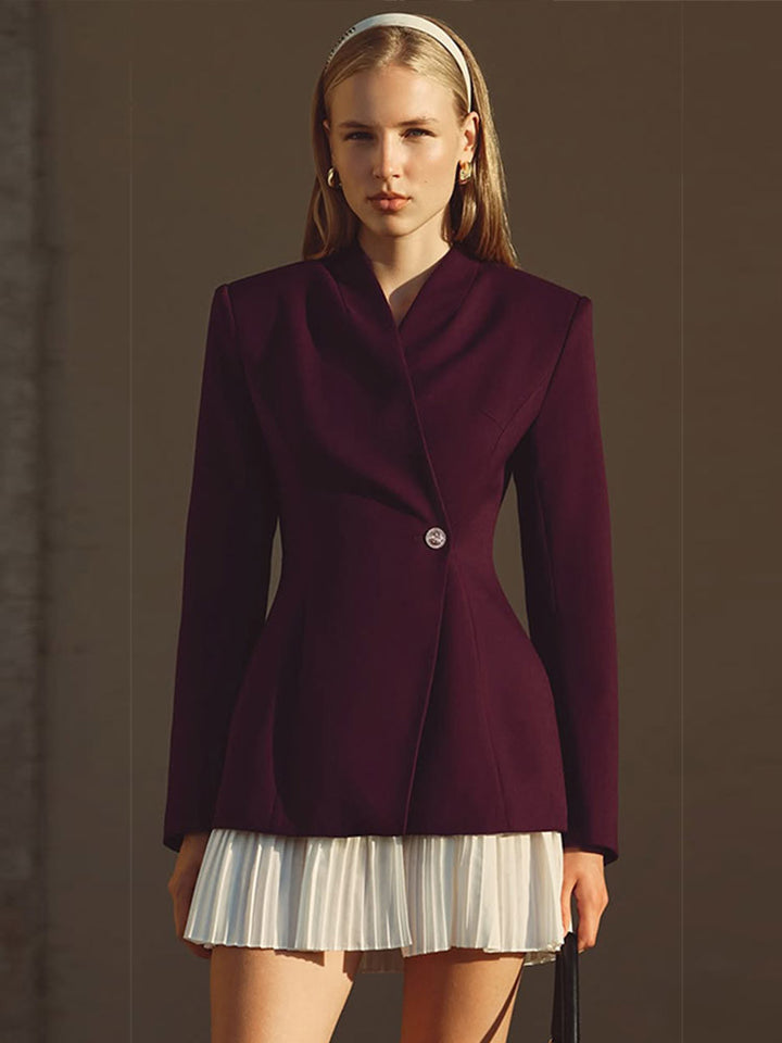 Damen Taillierter Blazer mit skulpturierter Taille, asymmetrischem Knopfdetail und verlängertem Saum Drune