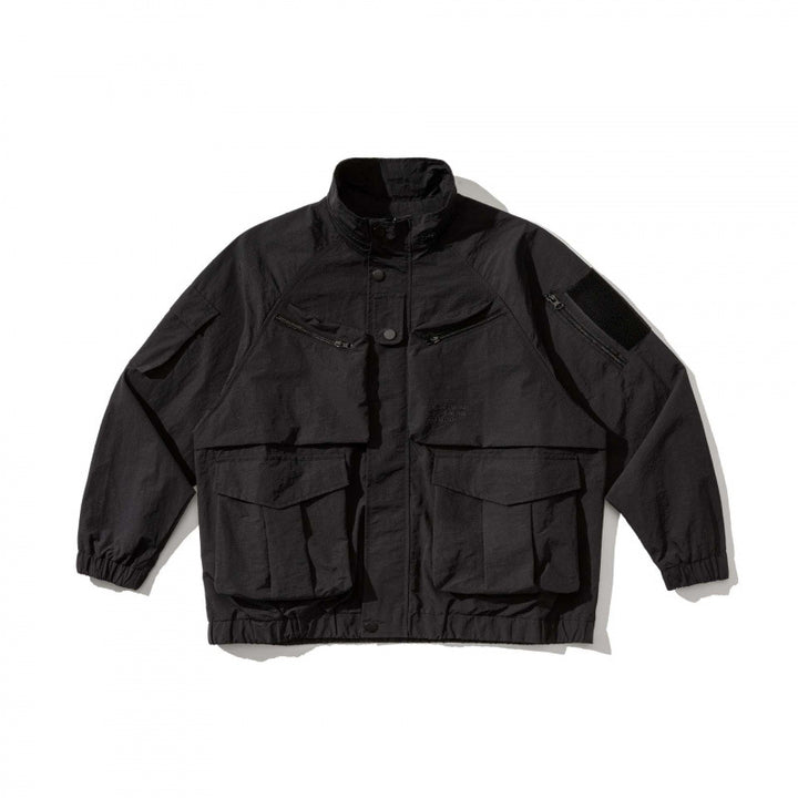 Unisex Oversize-Utility-Jacke mit Multifunktionstaschen, hohem Stehkragen und elastischem Saum Drune
