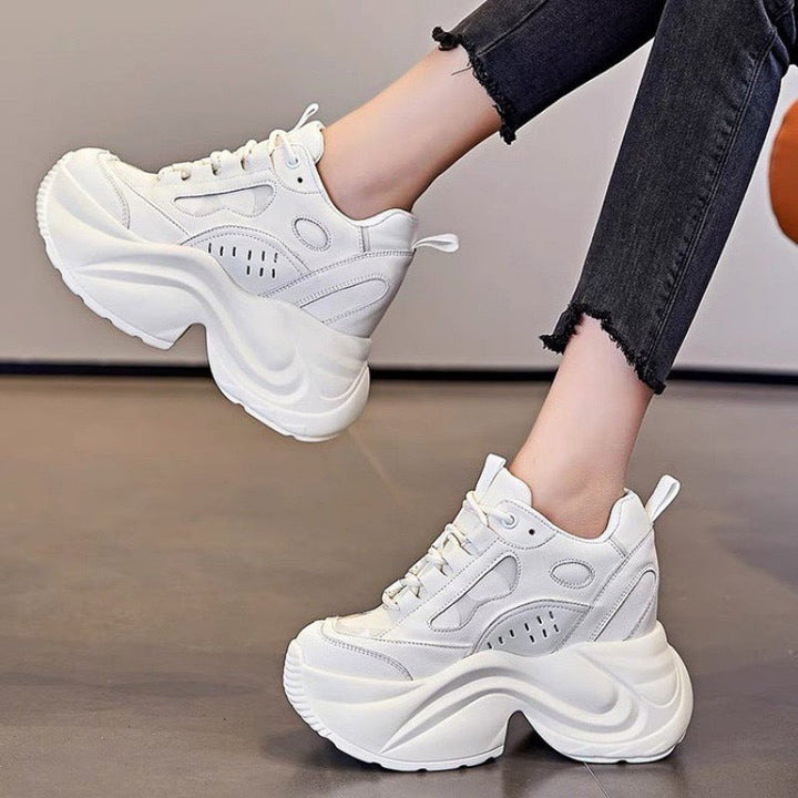 Damen sportliche Chunky Sneakers mit extragroßer Plateau-Sohle Drune