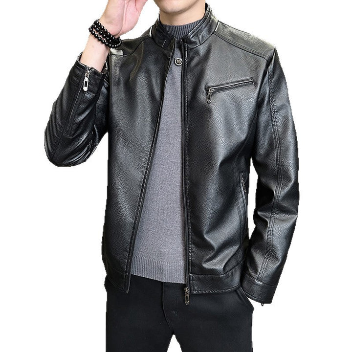 Herren Modische Kunstlederjacke mit praktischen Reißverschlusstaschen Drune 1788322121