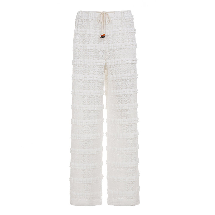 Damen lässige Strickhose mit elegantem Rüschendesign Drune