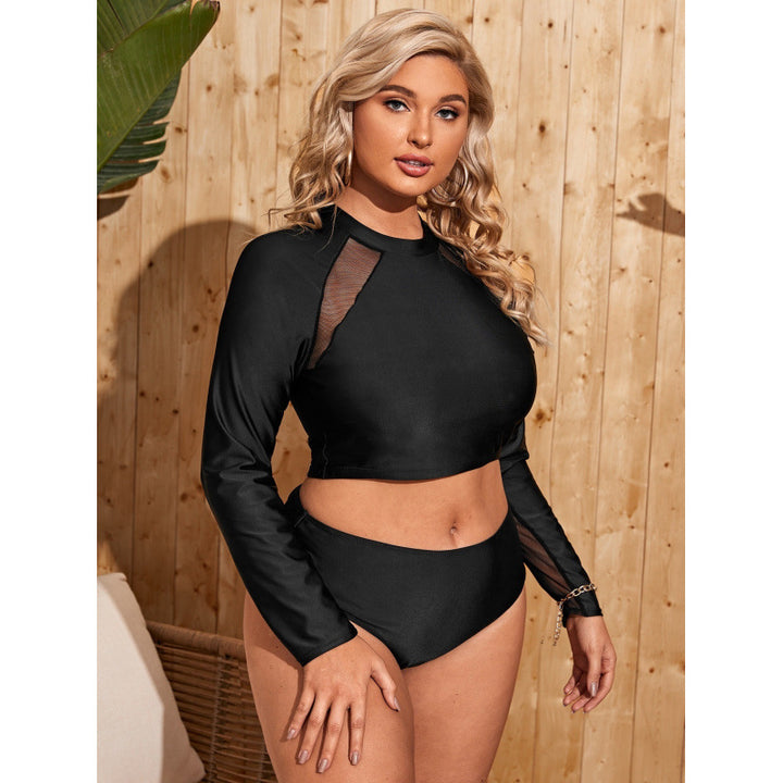Damen Surf-Badeanzug mit langärmligem Mesh-Oberteil und hoch geschnittenem Höschen Drune