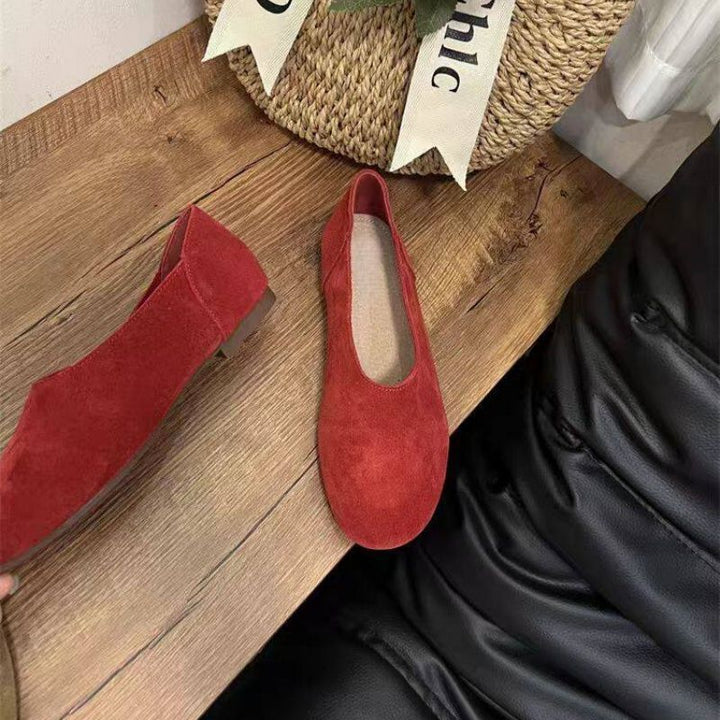 Damen elegante Slipper aus weichem Veloursleder Drune