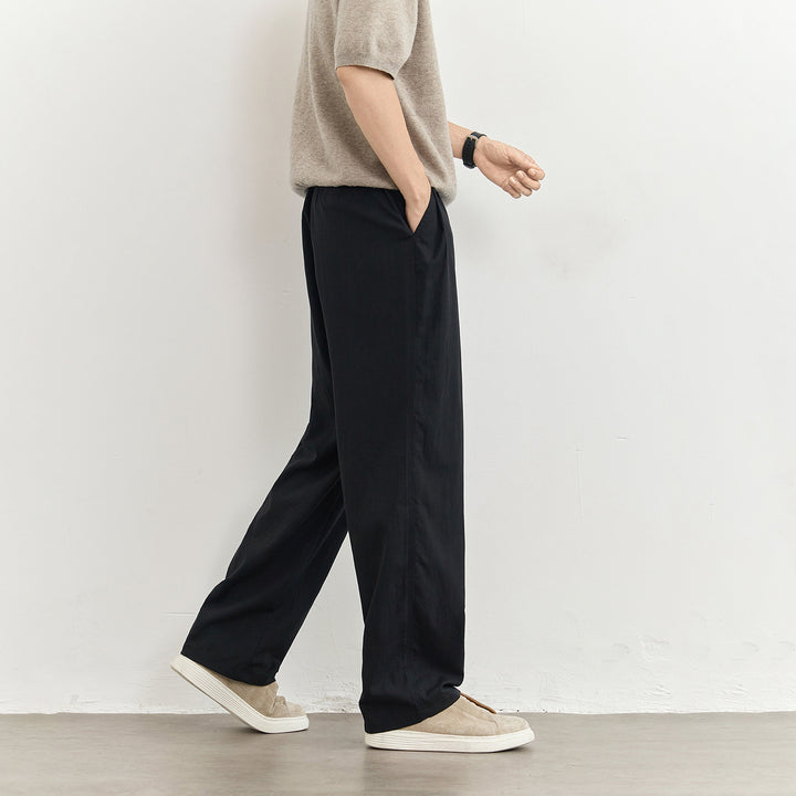 Herren Leichte Leinenhose mit Tunnelzug und geradem Bein Drune