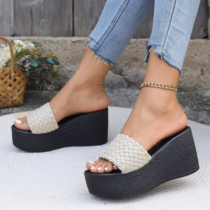 Damen Wedge-Pantoletten mit geflochtenem Obermaterial und komfortabler Sohle Drune