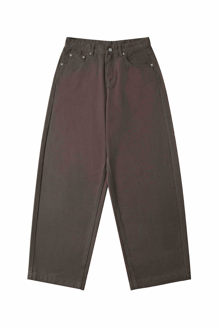 Damen High‑Waist Cropped-Jeans mit weitem Bein und Five‑Pocket Details Drune