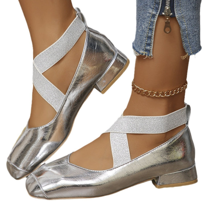Damen edle Ballerina-Schuhe mit glitzernden Riemen und komfortablem Fußbett Drune