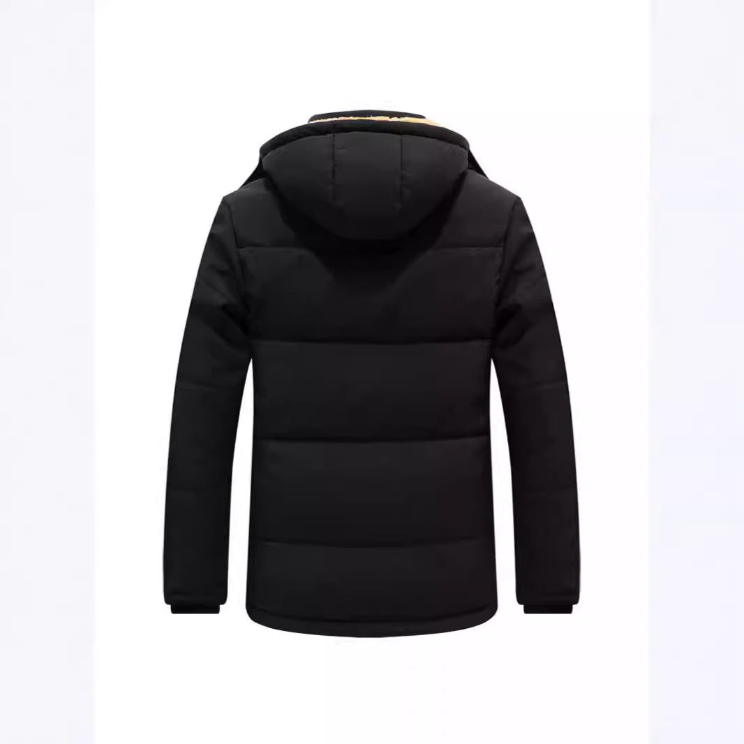 Herren Wattierter Parka mit durchgehendem Teddyfutter abnehmbarer Kapuze und Multifachtaschen Drune