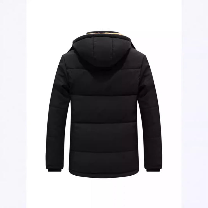 Herren Wattierter Parka mit durchgehendem Teddyfutter abnehmbarer Kapuze und Multifachtaschen Drune