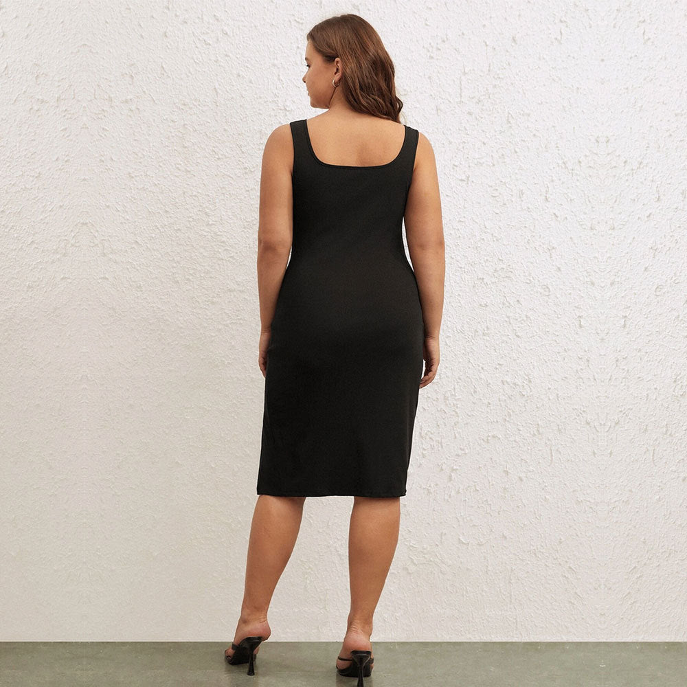Damen Schickes Minikleid mit tiefem V-Ausschnitt und seitlichem Schlitz Drune