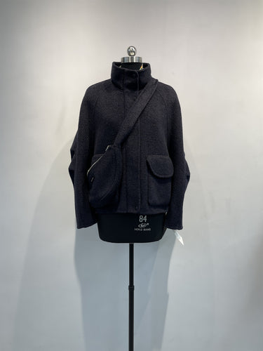 Damen Gemütliche Übergroße Wollmischung Jacke Drune